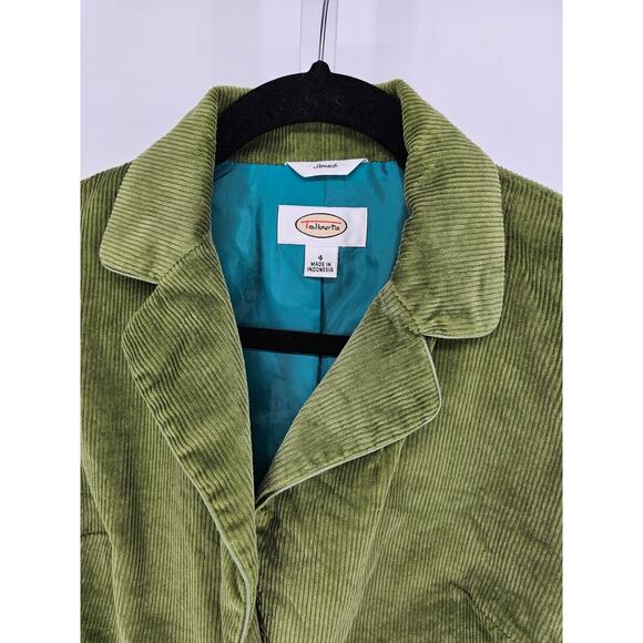 Vintage Y2K Talbots Womens Sz 4 Single Button Corduroy Blazer Jacket Green - Picture 3 of 4
